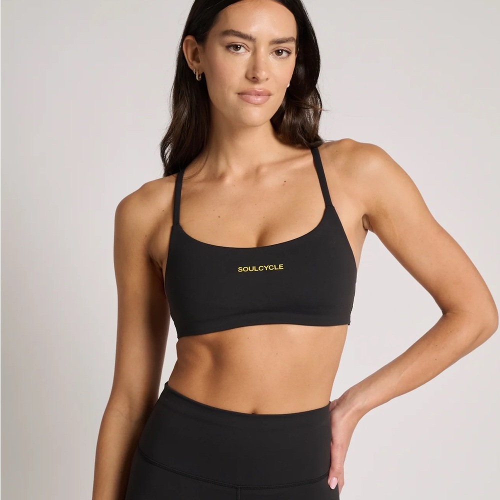 SoulCycle Black and Gold Sports Bra